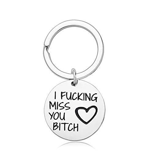 ShiQiao Spl BFF Best Friend Christmas Gifts Keychain I Fucking Miss You Bitch Keychain for Long Distance Friendship