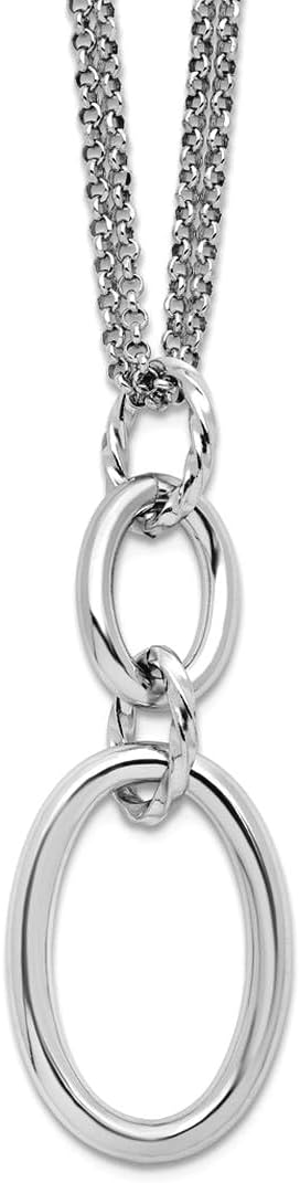 JewelryWeb 19.14mm 925 Sterling Silver Rhodium Plated 2-strand Oval With 1.5inch Extension Necklace 16 Inch Strand Necklace for Women