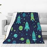 JXDXHCW Manta con estampado de espacio azul y verde, cobija esponjosa y ligera para sofá cama, 100 x 75 cm