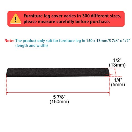 Uxcell 16Pcs Furniture Felt Pads Rectangle 5 7/8" X 1/2" Self-Stick Non Slip Anti-Scratch Pads For Sofa Cabinet Chair Feet Floor Protector Black #TOP1
