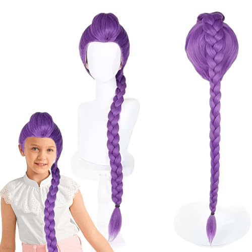 Parrucca Cosplay Anime, Parrucca Kpop per Halloween, in Fibra Sintetica Regolabile e Resistente al Calore (Purple braid)