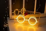 Silver Buffalo Harry Potter Lightning Bolt Scar and Glasses USB Powered Neon Light Box, 12 x 7 Inches