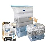 Cozy Essential 5 Pack Cube Vacuum Storage Bags, Plastic Bags Jumbo Vacuum Cubes for Storage Vacuum Sealed, Extra Large Space Saver Vacuum Storage Bags for Bedding, Clothes, Comforters, Blanket
