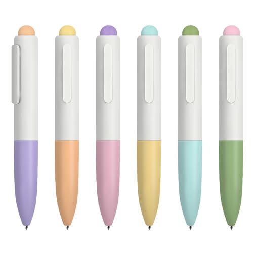 VideMundi Ballpoint Pens, Mini Cute Macaron Retractable Ballpoint Pen Set - 6 Pack | Black Ink Medium Point, Fast Drying, Comfortable Writing | Office Bible Journaling Pens (Multicolor-Mixed)