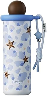 18 oz Tumbler with Straw, Insulated Stainless Steel Water Bottle, Travel Mug with Leak Proof Lid,Ceramic Coffee Cup for Women, Fits Cup Holder, BPA Free, Blue