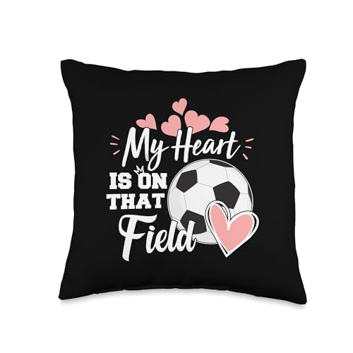 My Heart Is On That Soccer Field Funny Dad Mom Football Throw Pillow