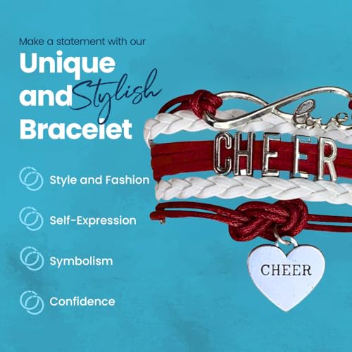 Sportybella - Cheer Coach Bracelet - Heart Red & White - Cheerleading Charm Jewelry Gift for Cheerleaders, Teams or Squads