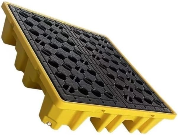 Leak-Proof Polyethylene Drum Pallet with Drainage Grid - Stackable Industrial Spill Containment Tray(33x33x5.8cm)