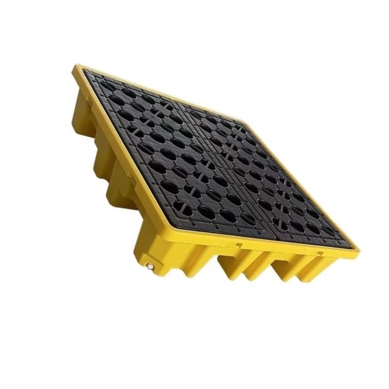 1pc Leak-Proof Polyethylene Drum Pallet with Drainage Grid - Stackable Spill Containment Tray for Oil Drums(72x72x16cm)