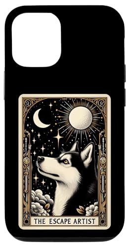 Carcasa para iPhone 14 Divertida tarjeta de tarot Husky siberiano Husky Amante Hombres Mujeres