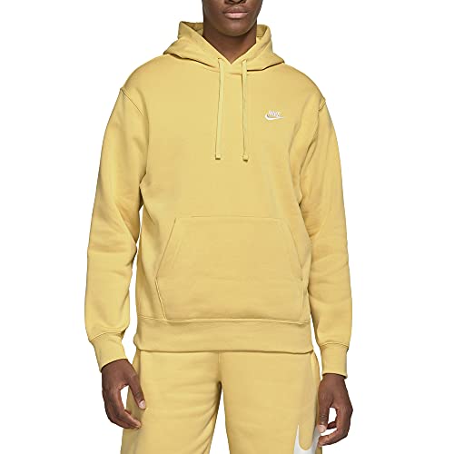 Nike Mens M NSW Club Hoodie PO BB Sweatshirt, Saturn Gold/Saturn Gold/White, XL