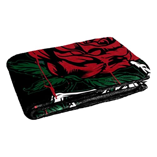 Couverture plaid avec motif de squelette et fleurs impression premium - 3