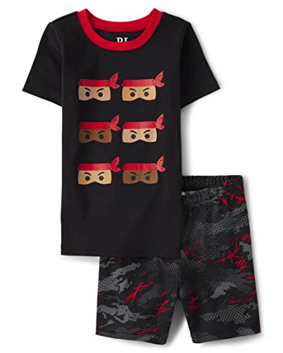 The Children's Place Boys Sleeve Top And Shorts Snug Fit 100% Cotton 2 Piece Pajama Set, Ninja, 10 #TOP19