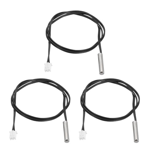 uxcell 3 Pcs 50K NTC Thermal Sensor Probe,Nickel-Plated Copper Sensitive Temperature Sensor Probe 19.7 Inch Digital Thermometer Extension Cable Temp Sensor for Electrical Appliances