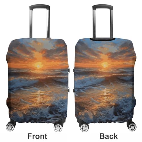 Sunset Seascape Luggage Cover, Washable Elastic Suitcase Cover Protector Fit 18-32 Inch Luggage3