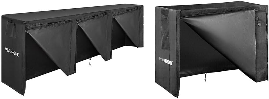 VIVOHOME 12ft & 5ft Waterproof Firewood Log Rack Covers Combo, Heavy Duty 600D Oxford Outdoor Weather Resistant, Black, Portable, Foldable, 17ft