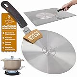 Maison Abodo Plaque Adaptateur Induction 20cm avec Poignée Amovible | Ne Change Pas de Couleur | Adaptateur Plaque Induction pour Casseroles Moka, Verre & Aluminium sur Gaz & Électrique