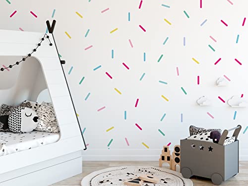 QuoteMyWall 120 Colourful Sprinkle Confetti Wall Decal Stickers for Baby Rooms Kids Bedrooms Girls Boys Nursery Wall Art Removable Peel & Stick Lines Multi Colour