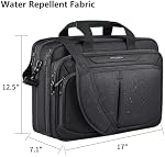 KROSER Sac à ordinateur portable extensible mallette légère pour 17.3" Sac de travail d'entreprise Laptop Premium Sac de messagerie hydrofuge avec RFID Poches pour les voyages/femmes/hommes-noirs