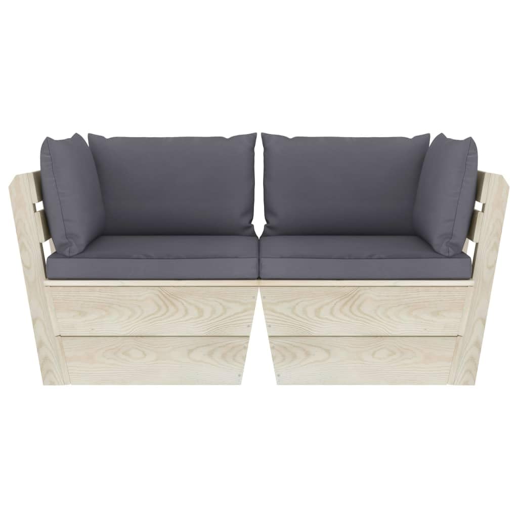 Hothingwell Sofa 2-osobowa paleta ogrodowa z poduszkami z drewna świerkowego | Rustykalny design, trwały, niewymagający konserwacji, wyściełana poduszka poliestrowa, na taras lub salon