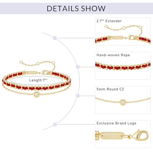 KissYan Gold Bracelet for Women, Adjustable Sports String Bracelet, 14K Gold Plated Colorful Rope Stackable Bracelet, Athletic Beach Handmade Jewelry Gift 5