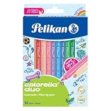 Pelikan Colorella Duo Filzstifte, 12 Stifte in 12 Farben, Doppelfasermaler