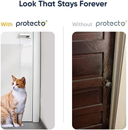 PROTECTO Door Scratch Protector Dog Anti-Scratch Guard for Furniture, Window, Wall - 2PACK 35.5 x 15.5" Ultra Clear Door Cover & Heavy Duty Cat Scratching Deterrent  Durable Scratch Pad for Cats