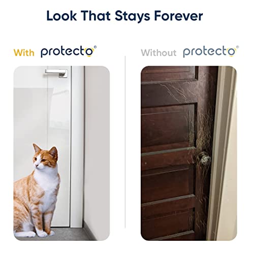 Protecto® Cat & Dog Scratch Door Protector For Indoors & Outdoors - 2Pack 35.5" X 15.5" Transparent Door Protector From Dog Scratching, Smooth Deterrent Surface - Easy Installation With Sticky Pads #TOP3