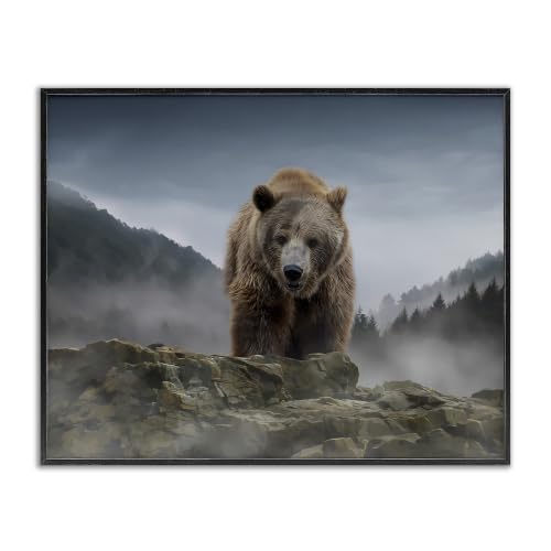 Roaring Grizzly Bear Rocky Mountain, 11 x 14 Inch Framed Giclée Print