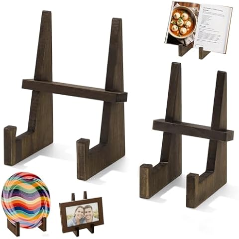 2 Pack Cookbook Stand,Recipe Book Holder Wooden Cookbook Holder for Kitchen Counter Multifunctional Display Stand Cooking Gifts (8.8inch,6Inch) Cover