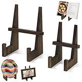 2 Pack Cookbook Stand,Recipe Book Holder Wooden Cookbook Holder for Kitchen Counter Multifunctional Display Stand Cooking Gifts (8.8inch,6Inch)