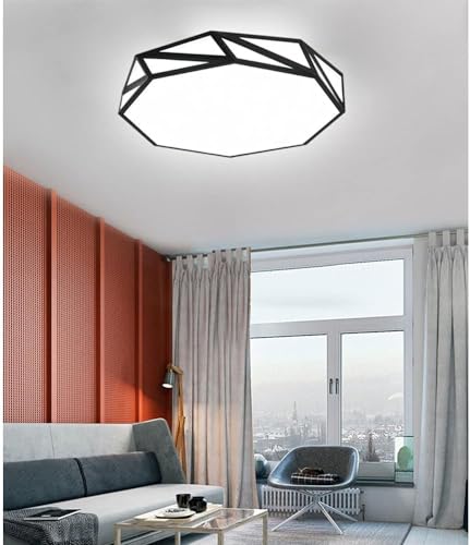 Lustre moderne à LED dimmable avec plafonnier rond plat pour salon