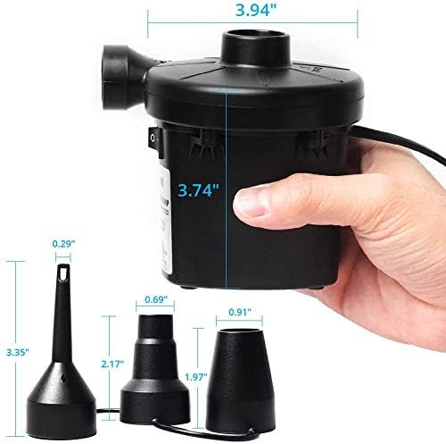 KERUITA Electric Air Pump, Air Mattress Portable Pump for Inflatables Pool Floats, Blow up Pool Raft Bed Boat Toy, Inflator Deflator with 3 Nozzles, 220-240 Volt, 130W