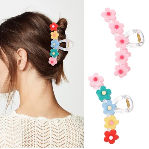 2 Pcs Hair Claw Clips for Women 4.3 Inch Large Non-Slip Rainbow Claws