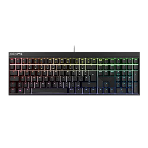 CHERRY MX 2.0S, Mechanical Gaming Keyboard with RGB Lighting, UK Layout (QWERTY), Wired, Designed in Germany, MX RED Switches, Black