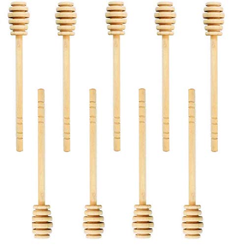 LASSUM Honiglöffel, Holz, 15,2 cm lang, für Honiglöffel, Tropfer, Rührstab für Honig, Marmelade, Glas, 10 Stück Cover