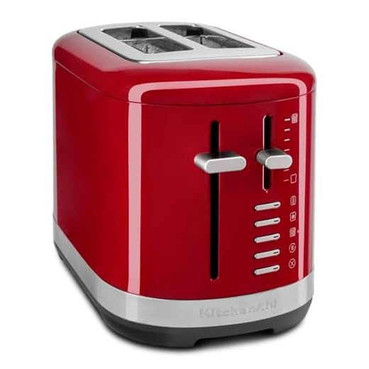 KitchenAid 2-Slice Toaster 5KMT2109BER, Extra-Wide Slots for Artisan Breads & Bagels, 7 Shade Settings, Manual High-Lift Lever, Defrost & Reheat Functions, Durable Metal Construction, Empire Red