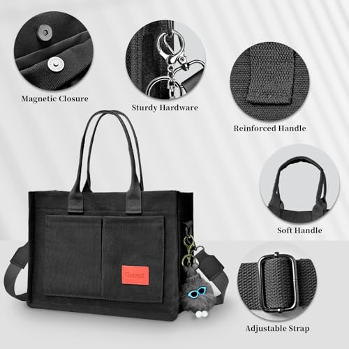 13.4" Gosect Women's Canvas Multi-Pocket Convertible Tote & Crossbody Shoulder Bag (2 Colors) - image 5
