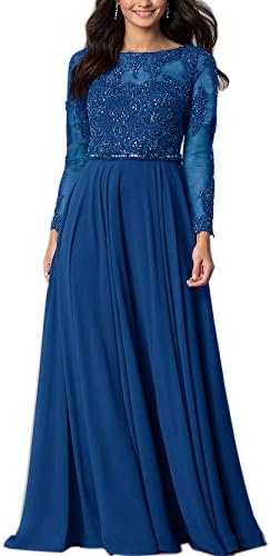 Womens Long Sleeve Chiffon Party Evening Dress Formal Wedding Prom Cocktail Ladies Lace Maxi Dresses