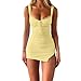 Womens Sexy Lace Dress Tight Going Out Slip Ruched Spaghetti Sweetheart Neck Party Bodycon Mini Dresses Light Yellow M