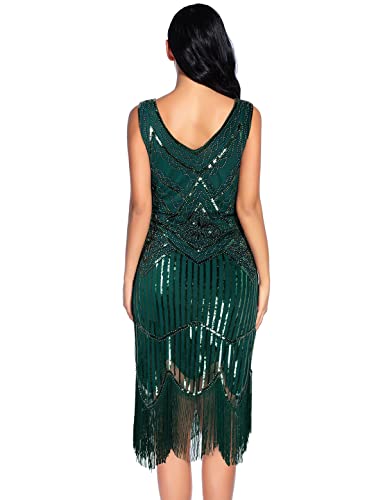 Image of Plus Size 1920s Vintage Fringed Gatsby Sequin Beaded Tassels Hem Flapper Dress for Women