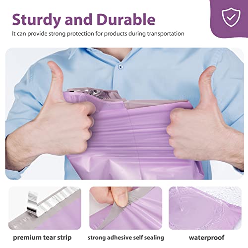 Fuxury Poly Mailers 12X15.5Inch 100 Pcs, Waterproof Shipping Bags For Clothing, Strong Adhesive Shipping Envelopes For Small Business Suppliers, Self Seal Mailers Poly Bags Mailing Envelopes Purple #TOP3