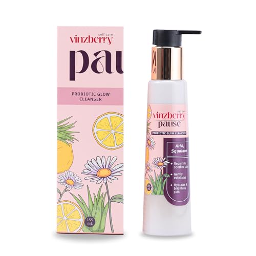 VINZBERRY-Probiotic-Glow-Cleanser-AHA-Squalane-Aloevera-Hyaluronic-Acid-Probiotics-Skin-Brightening-Deep-Hydration-Gentle-Exfoliation-Anti-Aging-Daily-Refreshing-Face-Wash-for-Women-Pack-of-1-155-ml