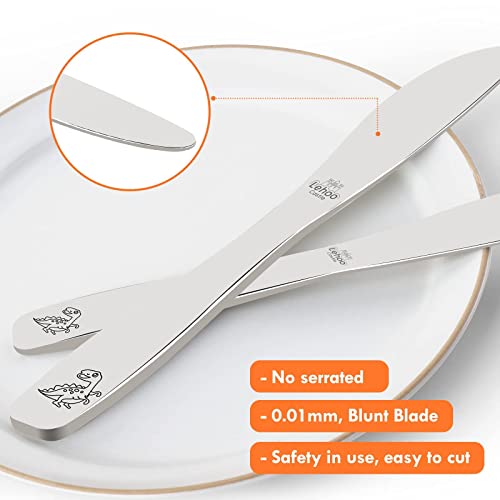 Lehoo Castle Kids Silverware Stainless Steel 6 Piece - Toddler Spoons And Forks Knife Set, Metal Kids Cutlery Set, Toddler Utensils Self Feeding (Dinosaur World) #TOP2