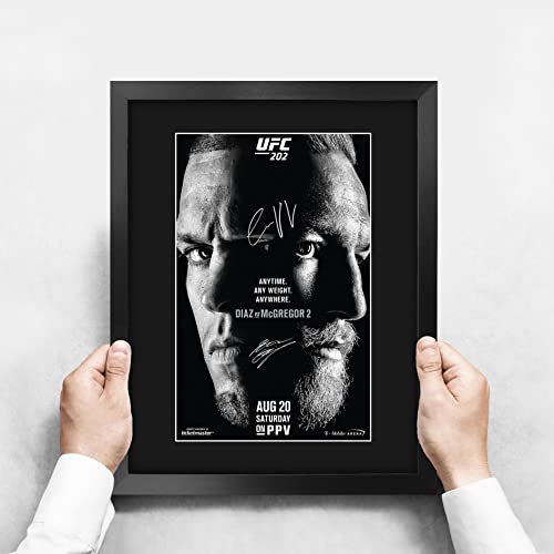 Hwc Trading Framed 11" X 14" Print - Ufc 202 Programme Poster Conor Mcgregor Nate Diaz Signed Gift Mounted Printed Autograph Mma Wrestling Gifts Photo Picture Display #TOP2