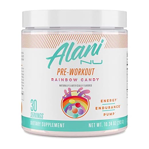 Alani Nu Pre Workout Supplement Powder for Energy, Endurance & Pump | Sugar Free | 200mg Caffeine | Formulated with Amino Acids Like L-Theanine to Prevent Crashing | Rainbow Candy, 30 Servings