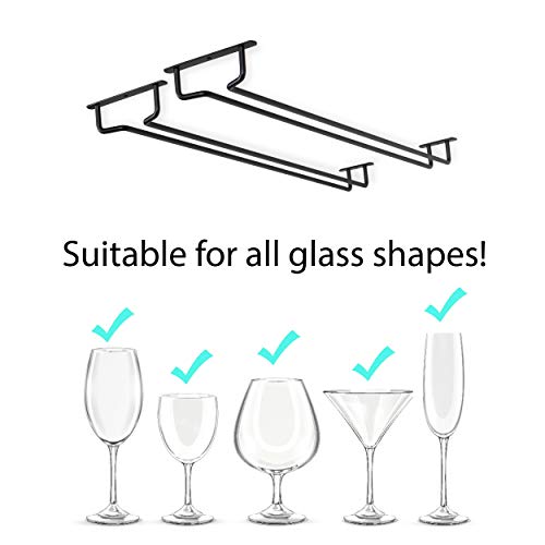 Wallniture Brix Wine Glass Holder Under Cabinet Kitchen Organization And Storage For Kitchen Decor, Black Iron 17 Inch Set Of 2 #TOP6
