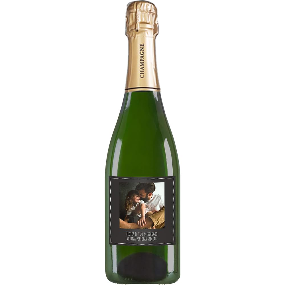 Bottiglia di Champagne personalizzato - Idea regalo esclusiva e originale per uomo, festa del Papà, nonno, nuova nascita, compleanno e Natale per Lui (0,75L, Foto e Testo)