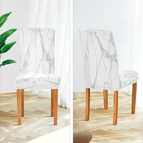 Xigua Gray Marble Texture Chair Covers For Dining Room Stretch Chair Slipcovers Removable Washable Anti-Dust Kitchen Chair Cover Decorative Seat Protector Set Of 4 #TOP3
