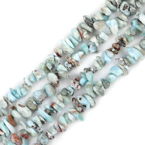 Gem-Inside Natural Larimar Stone 6-7mm Chips Beads for Jewellery Making Strand 34" Beaded Semi Precious Gemstone DIY Handmade Craft Supplies